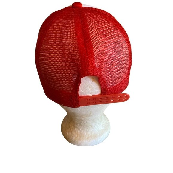 Vintage 1980s Pizza Hut White Red Foam Uniform Hat Cap Mesh back Adjustable - Picture 4 of 5